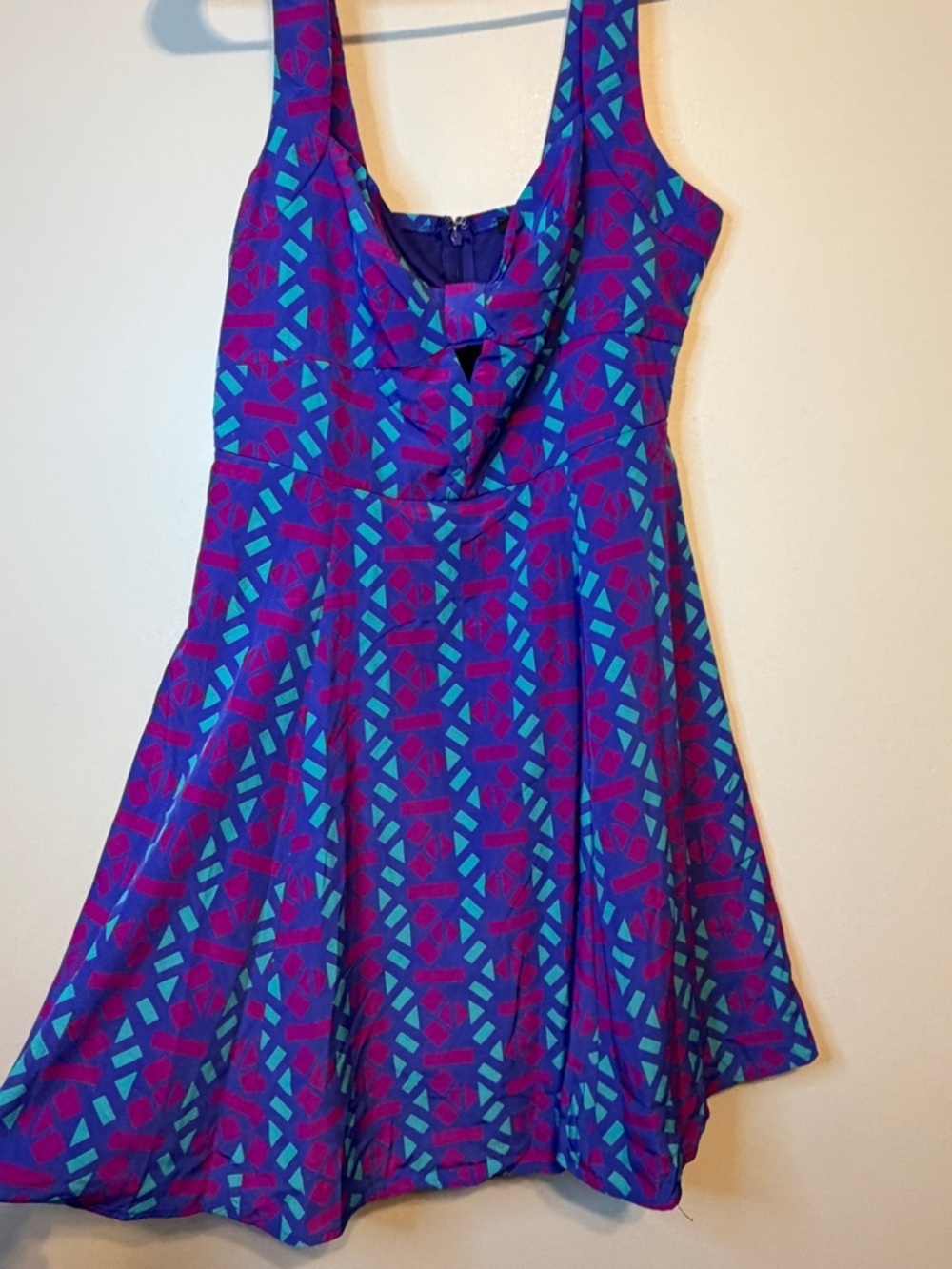 Forever 21 Teal & Purple Geometric Fit-and-Flare Mini Dress